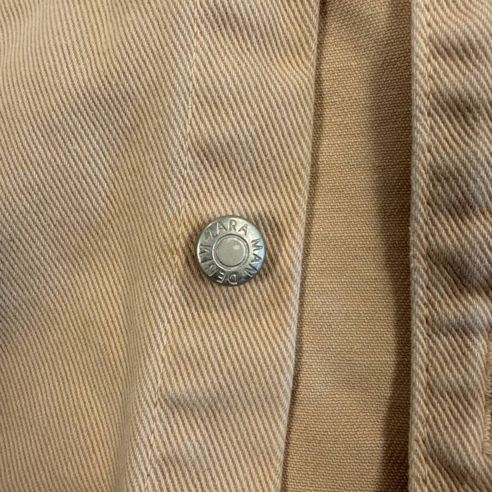 Zara Oversized Denim Over Shirt Tan/Biege Size Medium - Picture 6 of 8